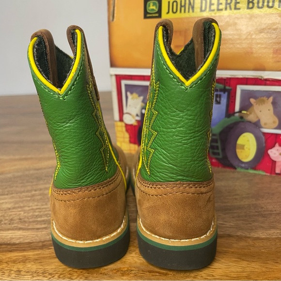 John Deere Shoes John Deere Johnny Poppers Green Leather Toddler Western Cowboy Boots
